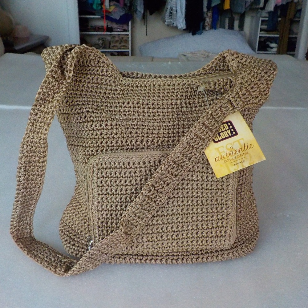 Straw Weave Look Fabric Shoulder Bag